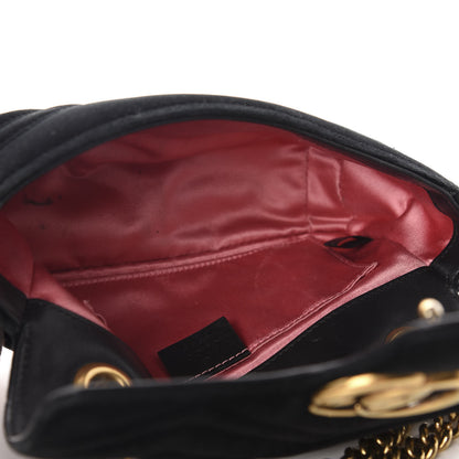 Gucci Velvet Matelasse Mini GG Marmont Shoulder Bag Black 5 of 11