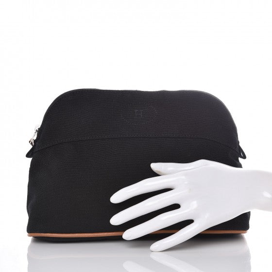 Hermes Cotton Canvas Bolide Travel Cosmetic Pouch Black 2 of 7