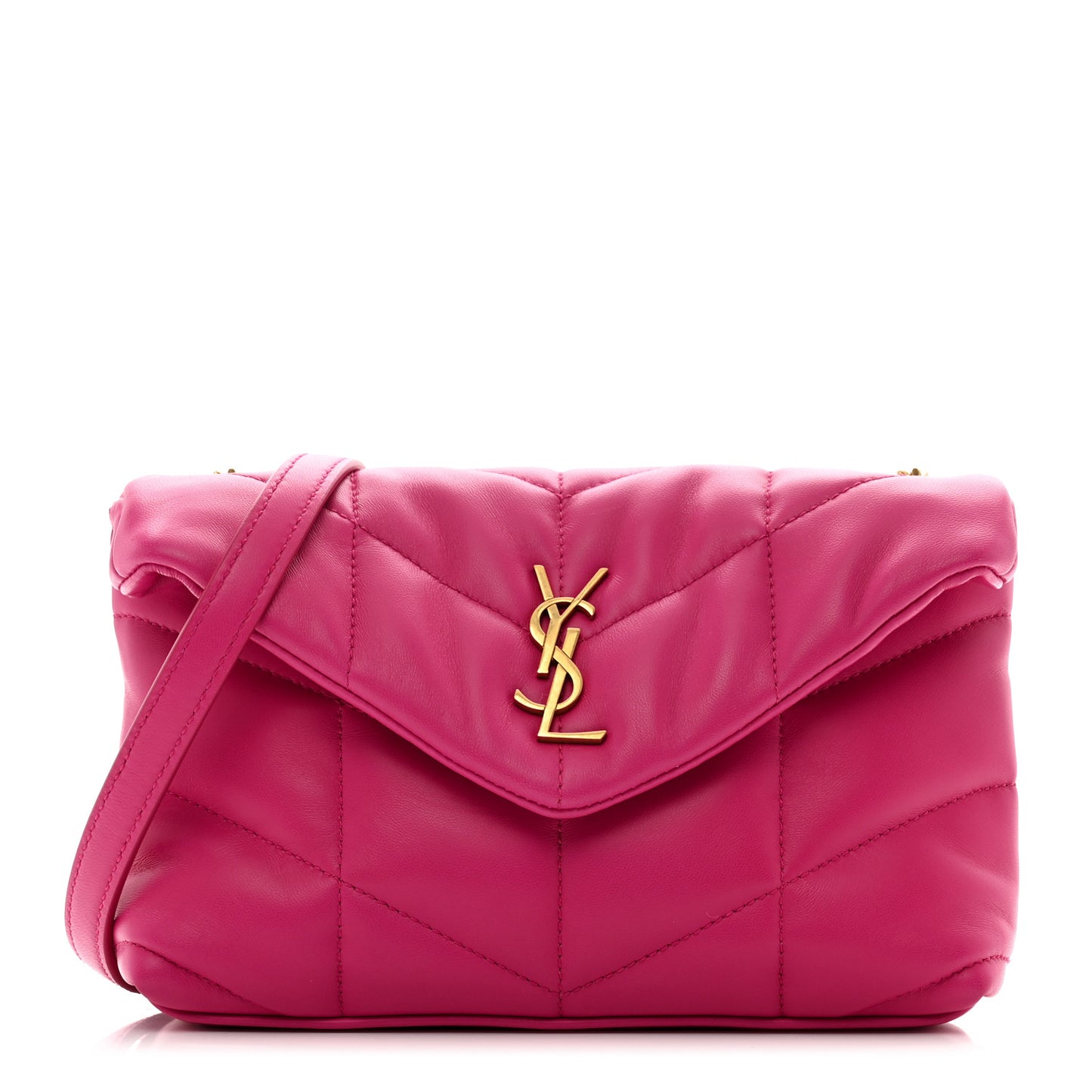 Lambskin Quilted Toy Loulou Puffer Monogram Chain Satchel Bubblegum