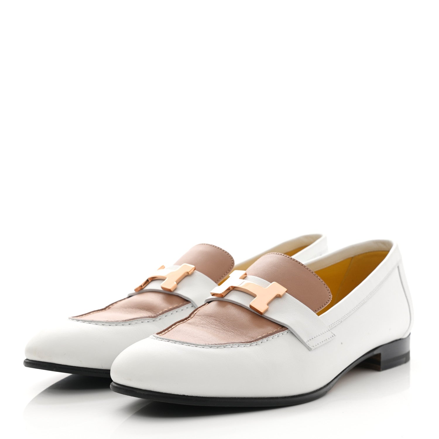 Hermes Calfskin Womens Paris Loafers 36 White Bois De Santal 3 of 15