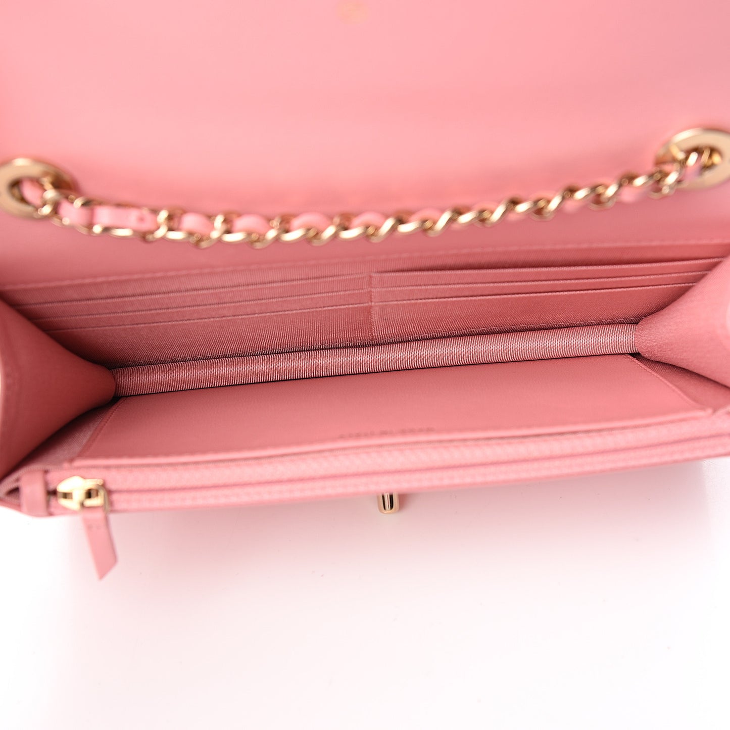 Lambskin Quilted Trendy CC Wallet On Chain WOC Pink