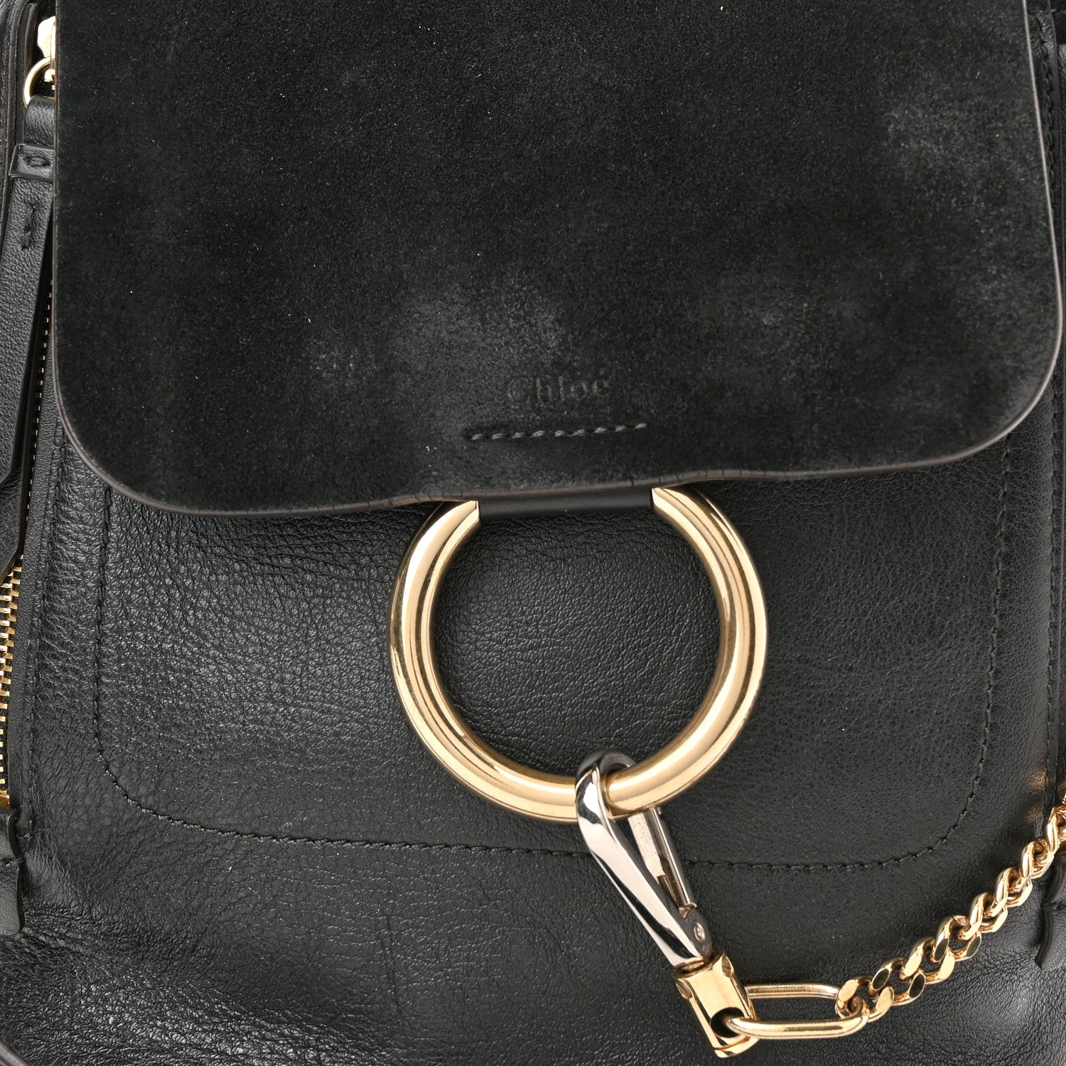 Chloe Suede Calfskin Medium Faye Backpack Black 8 of 12