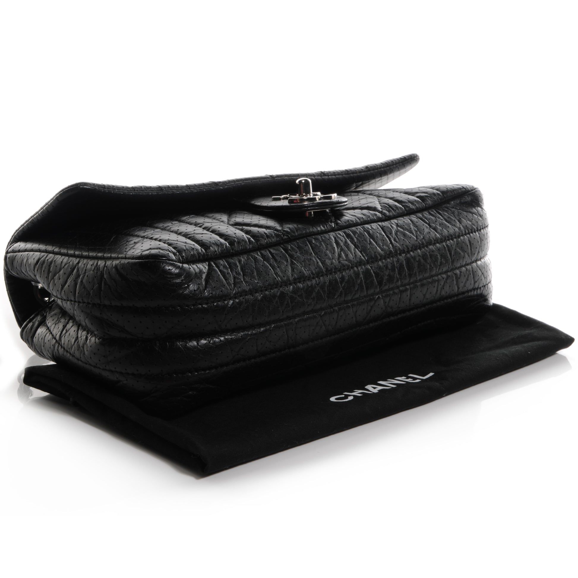 Chanel Aged Calfskin Perforated Flap Black 4 of 8