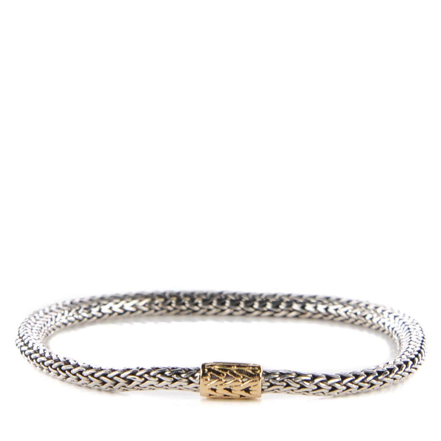 Sterling Silver 18K Yellow Gold Small Classic Chain Clasp Bracelet M