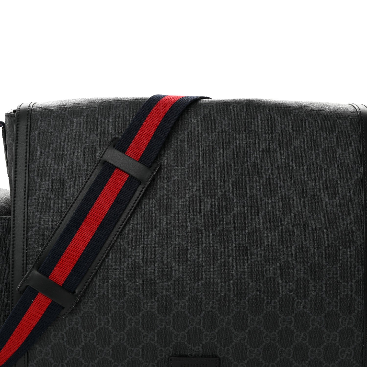 Gucci GG Supreme Monogram Web Messenger Diaper Bag Black Grey 8 of 14