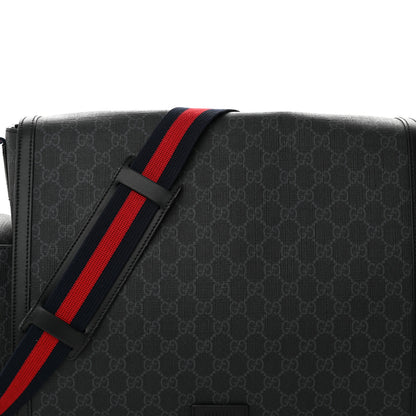 Gucci GG Supreme Monogram Web Messenger Diaper Bag Black Grey 8 of 14