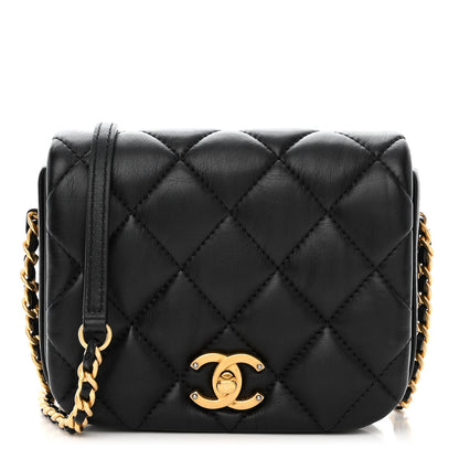 Chanel Calfskin Quilted Mini Nailed CC Flap Bag Black 1 of 13