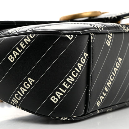 Gucci X BALENCIAGA Calfskin Matelasse Logo Print Small GG Marmont Shoulder Bag Black 9 of 10