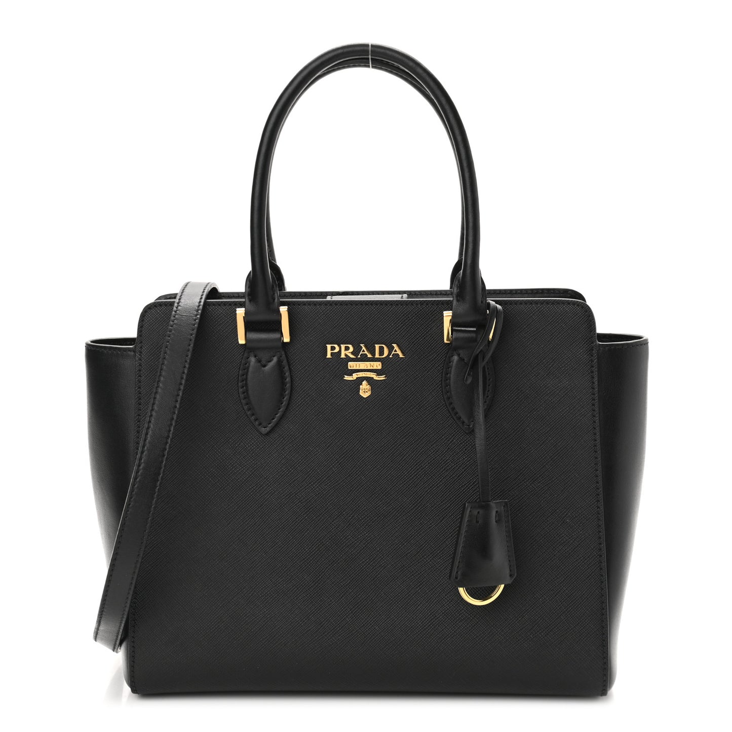 Saffiano Soft Calfskin Small Zippered Tote Black