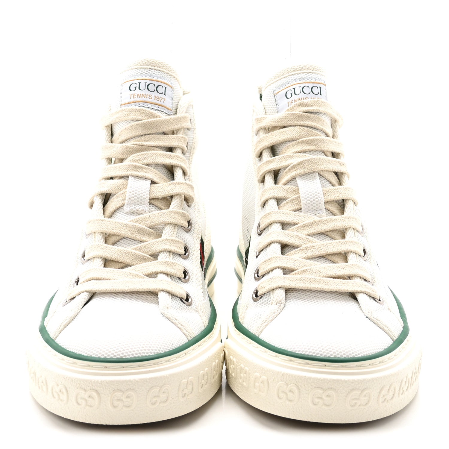 Gucci Mesh Web Womens 1977 Tennis High Top Sneakers 36 Great White Mystic White 3 of 9