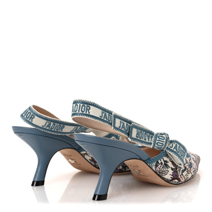 Christian Dior Canvas Embroidered J'Adior Slingback 65mm Pumps 38 Blue Multicolor 5 of 10