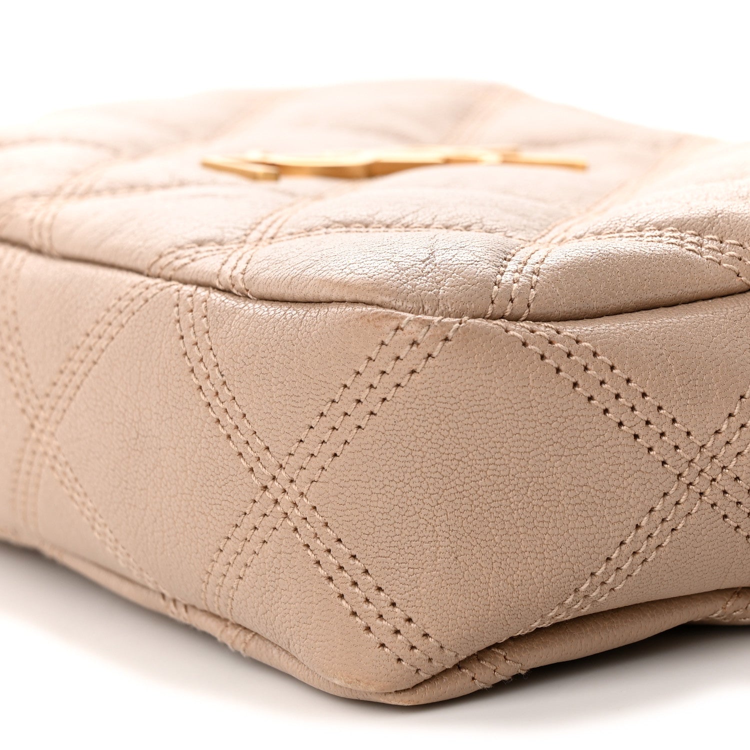 Saint Laurent Grained Lambskin Quilted Mini Becky Double Zip Bag Natural Tan 7 of 18
