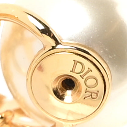 Christian Dior Pearl Crystal Tribal Logo Charms Earrings Gold 4 of 5