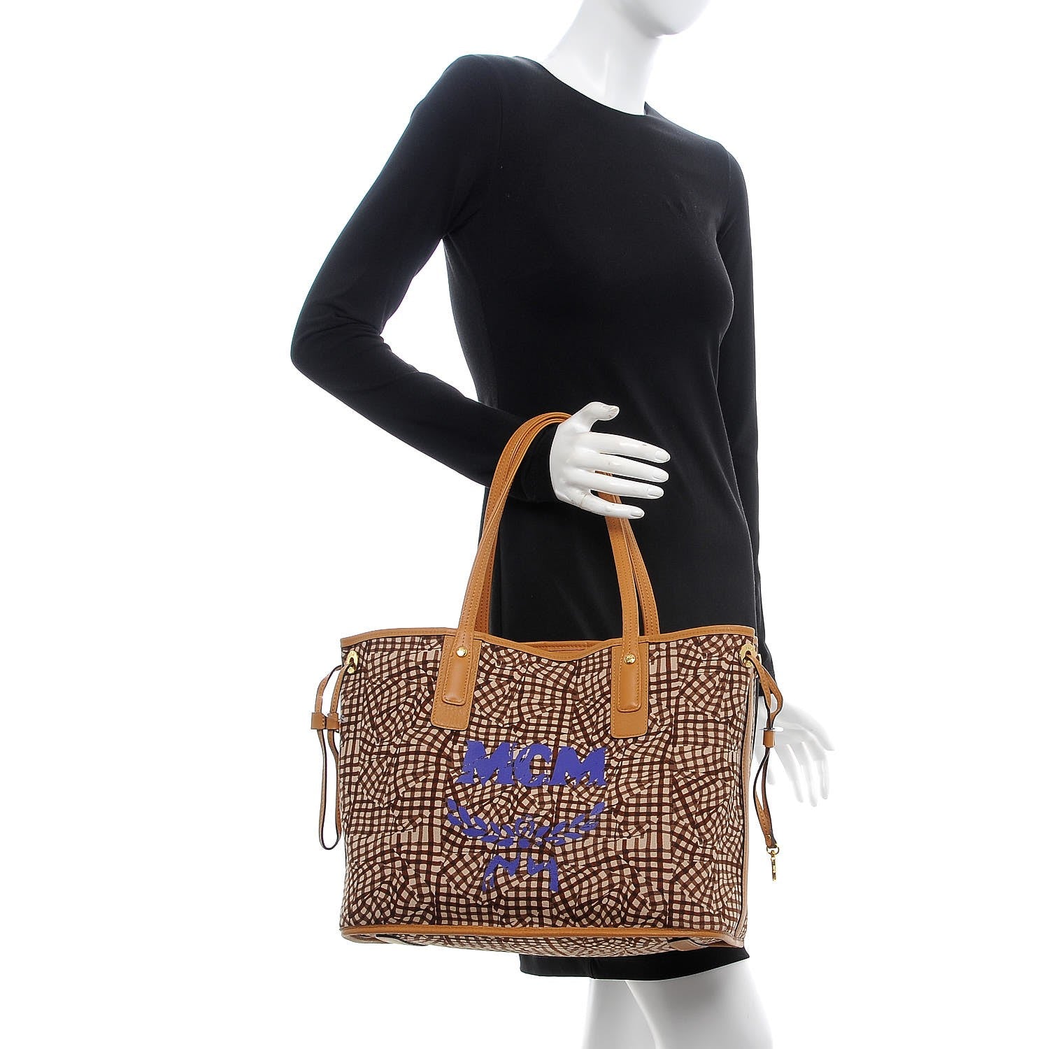 MCM Visetos Medium Liz Reversible Shopper Tote Cognac 2 of 15