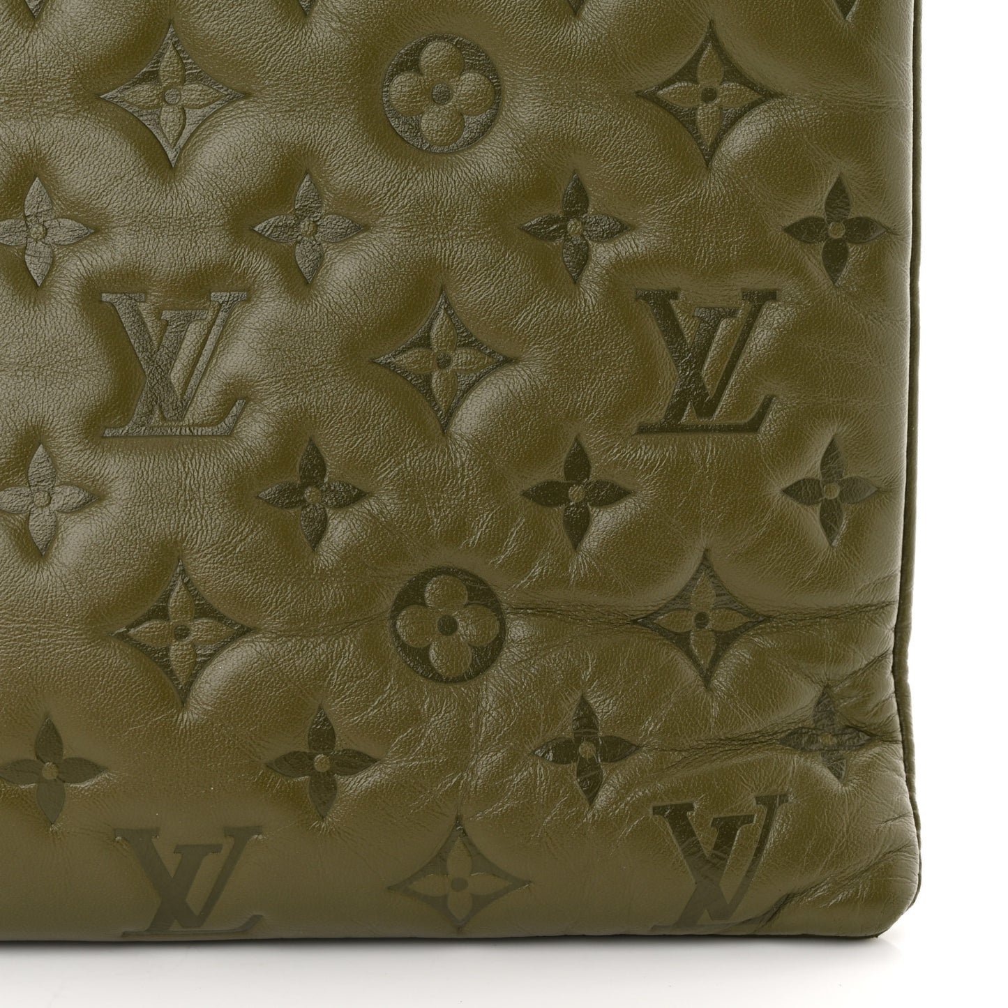 Lambskin Embossed Monogram Coussin MM Khaki