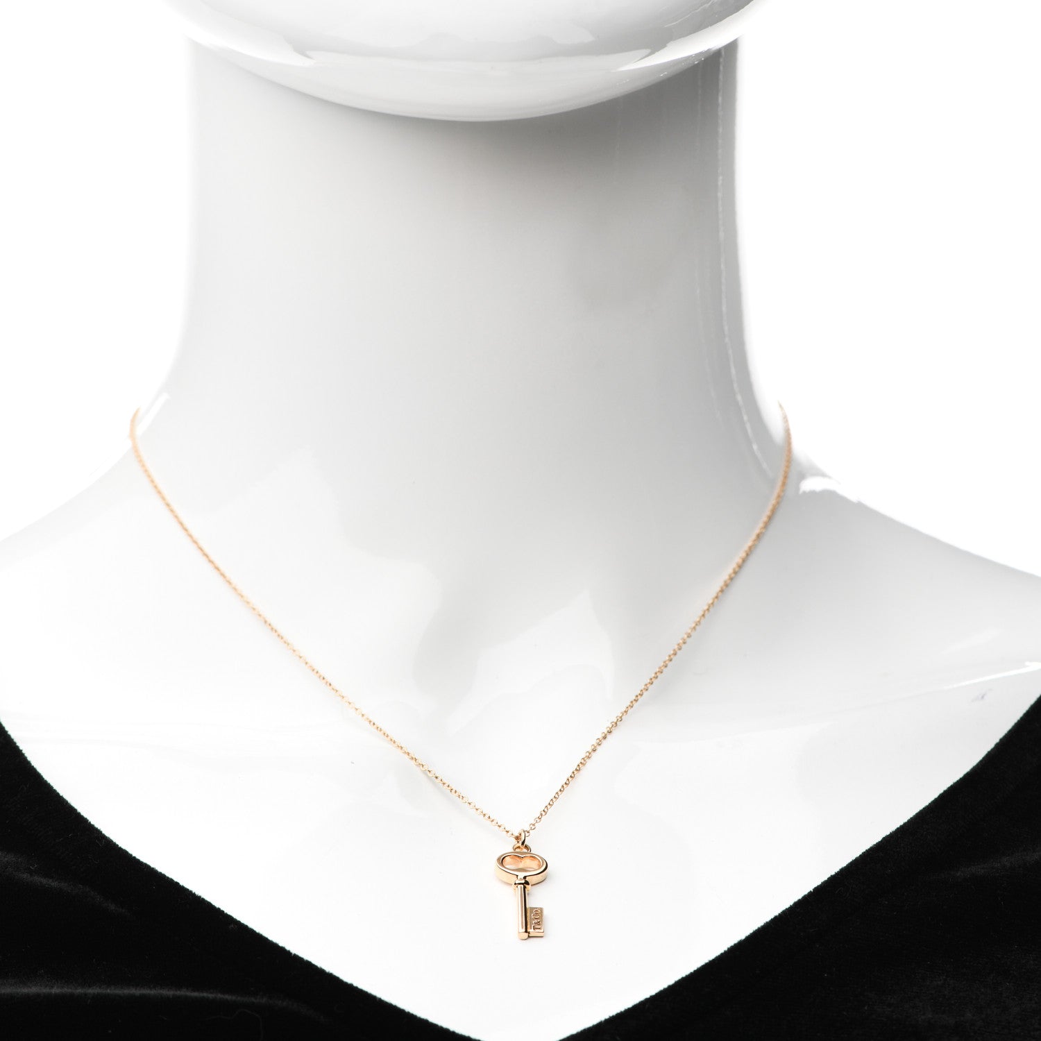Tiffany 18K Rose Gold Mini Key Pendant Necklace 2 of 6