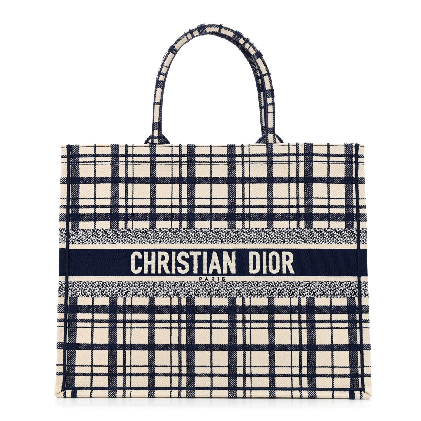 Canvas Embroidered Large Check'n'Dior Book Tote Blue