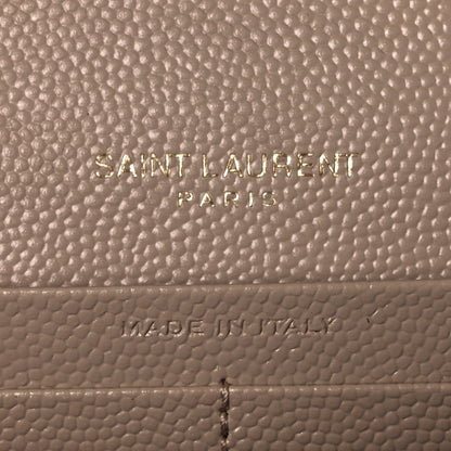 Saint Laurent Grain De Poudre Mixed Matelasse Triquilt Monogram Chain Wallet Dark Beige 16 of 22