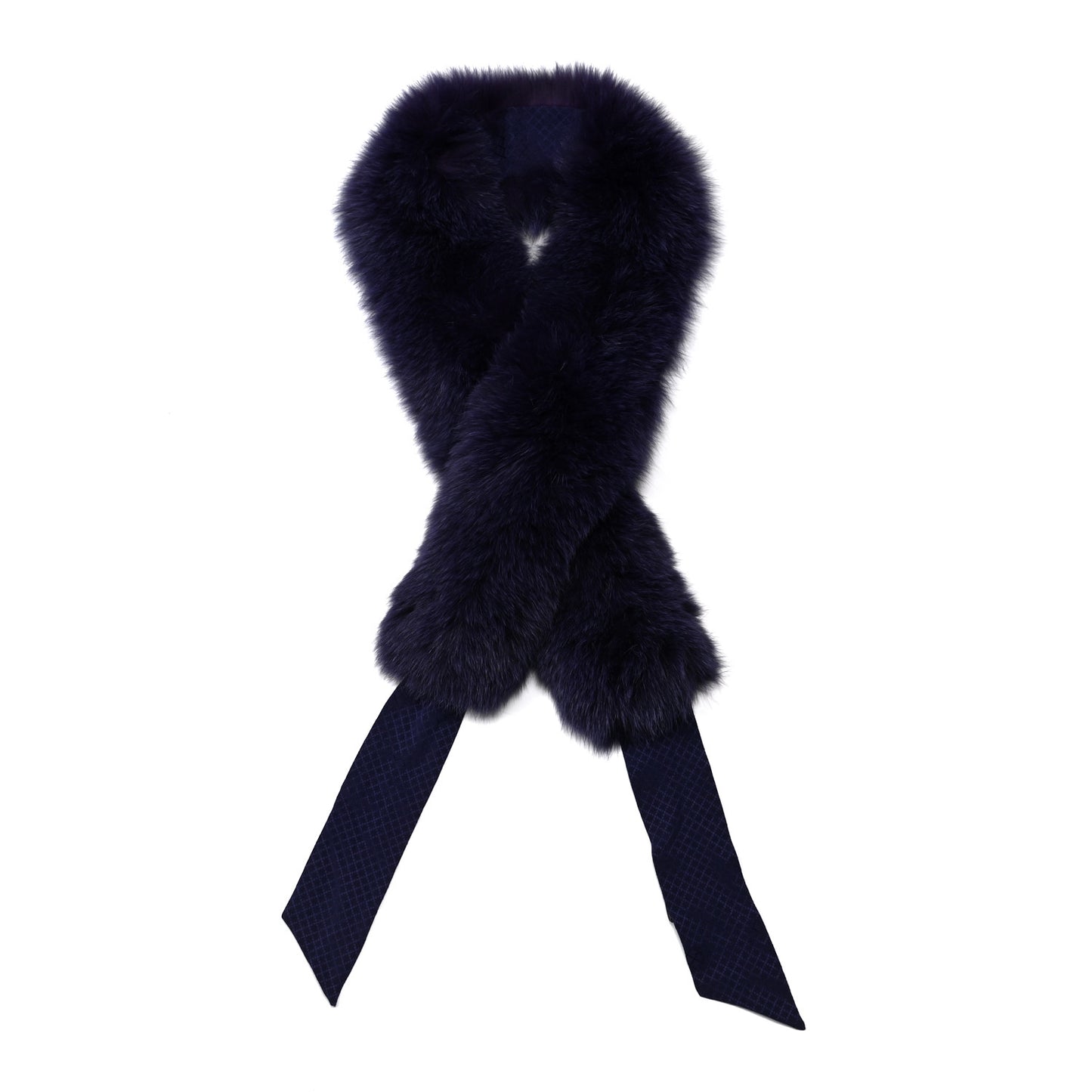 Silk Fox Fur Panel Scarf Purple