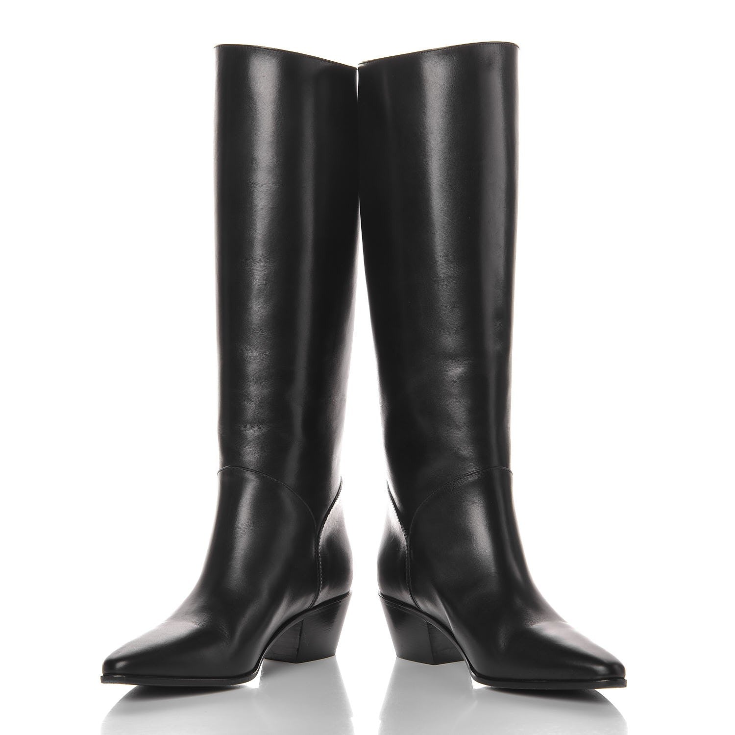 Saint Laurent Calfskin Rock Long Boots 35.5 Black 6 of 10