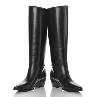 Saint Laurent Calfskin Rock Long Boots 35.5 Black 6 of 10
