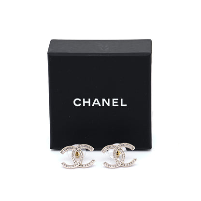 Chanel Crystal Large CC Earrings Gold 6 of 6