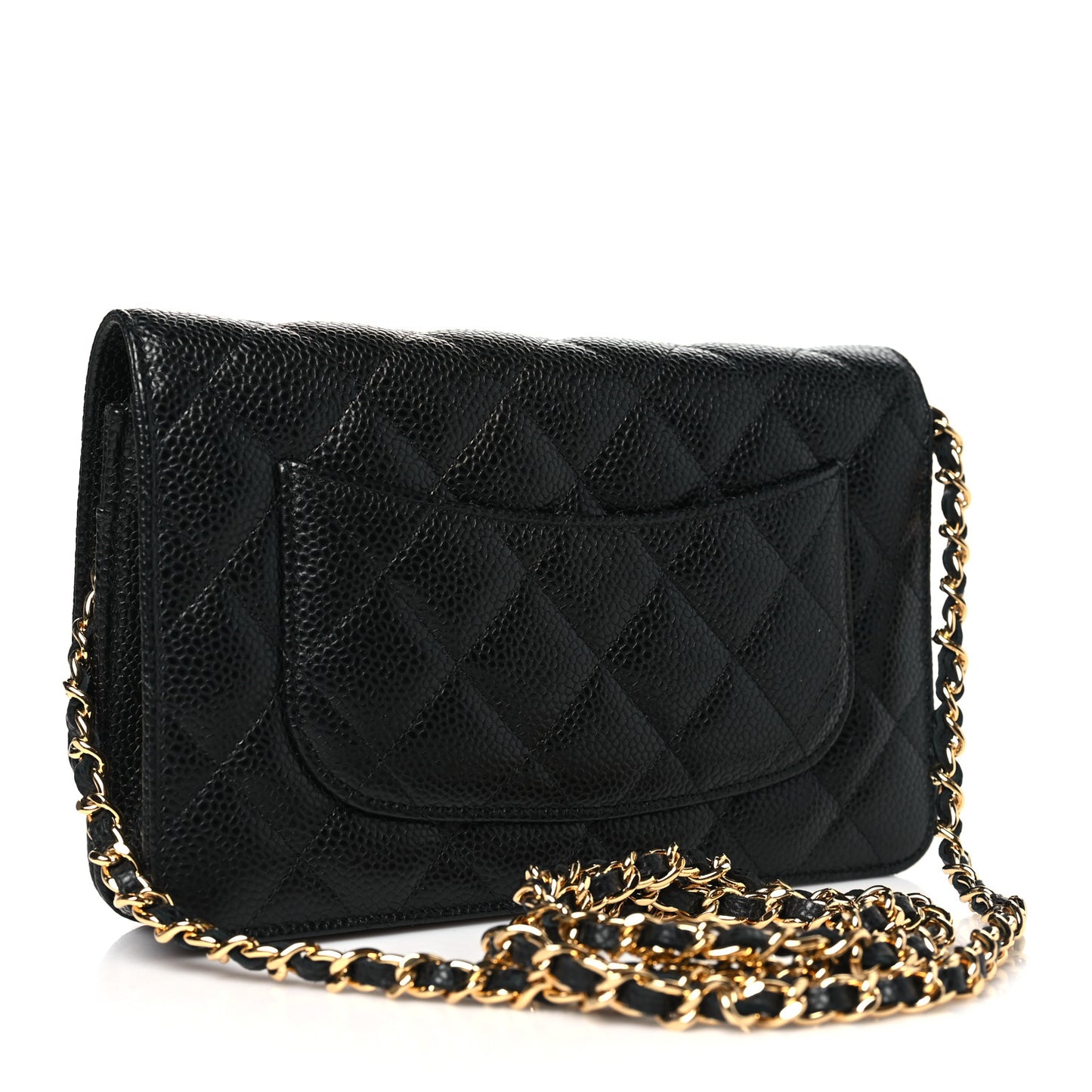 Caviar Quilted Wallet on Chain WOC Black