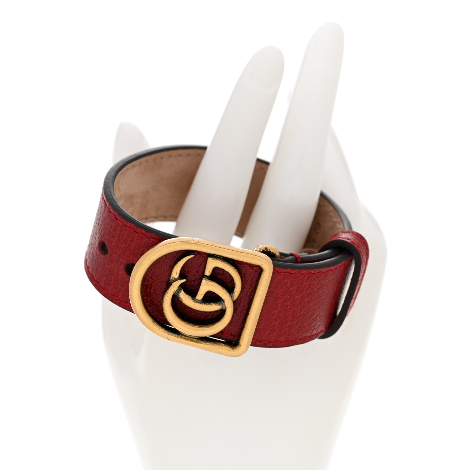 Gucci Calfskin Marmont Double G Bracelet Red 2 of 9