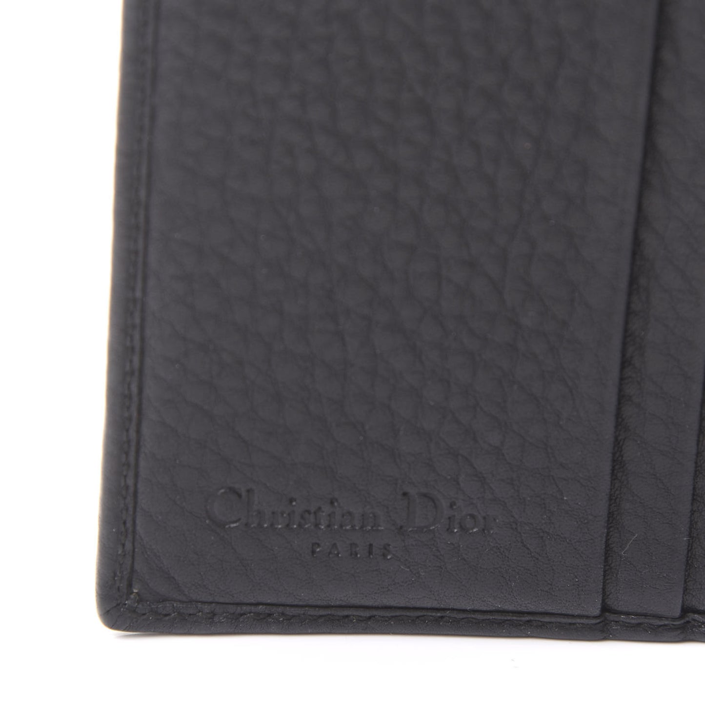 Grained Calfskin Cannage D Flap Wallet Black
