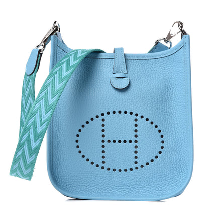 Hermes Taurillon Clemence Amazone Evelyne TPM Bleu Du Nord Vert Verone 1 of 11