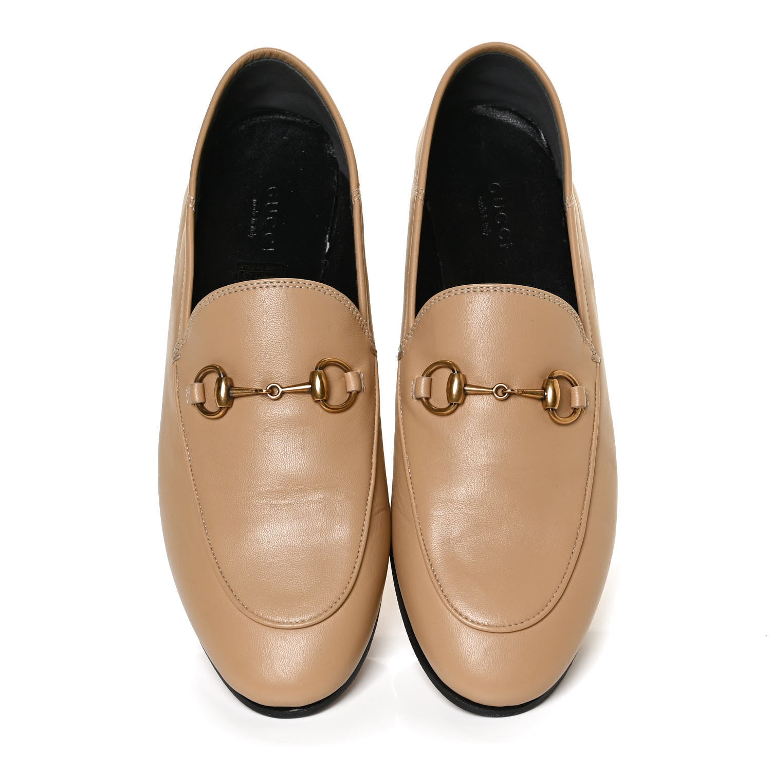 Gucci Lambskin Womens Brixton Horsebit Loafers 37.5 Wheat 5 of 13