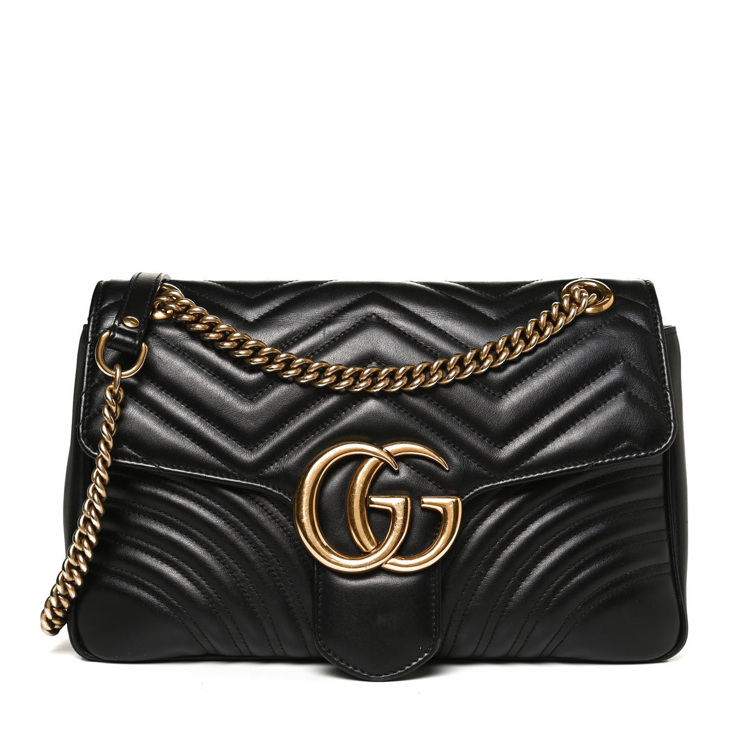 Calfskin Matelasse Medium GG Marmont Shoulder Bag Black