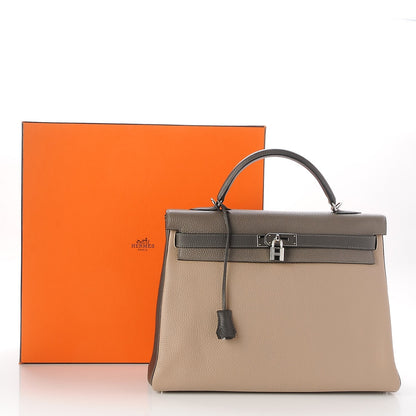 Hermes Togo Horseshoe Tri Color Kelly Retourne 40 Etain Gris Tourterelle Graphite 41 of 41