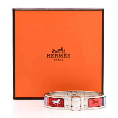 Hermes Enamel Printed Narrow Charniere Couvertures Nouvelles Hinged Bracelet S 7 of 7