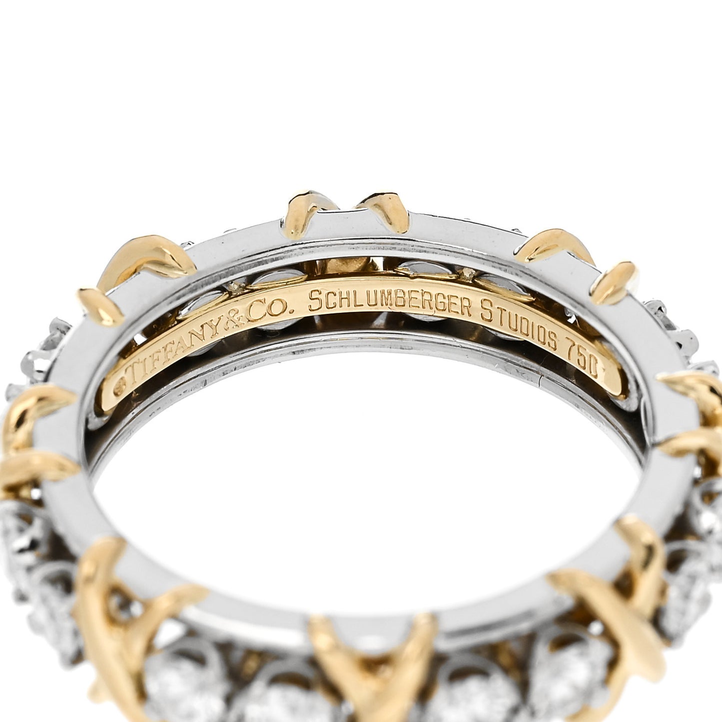 Platinum 18K Yellow Gold Diamond Schlumberger Sixteen Stone Ring 56 7.75