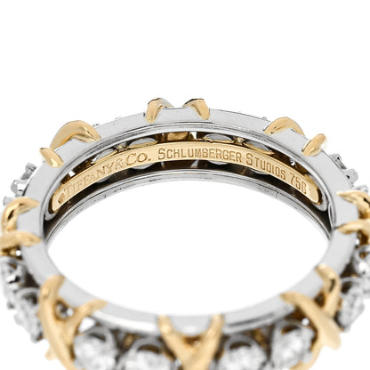 Tiffany Platinum 18K Yellow Gold Diamond Schlumberger Sixteen Stone Ring 56 7.75 4 of 5