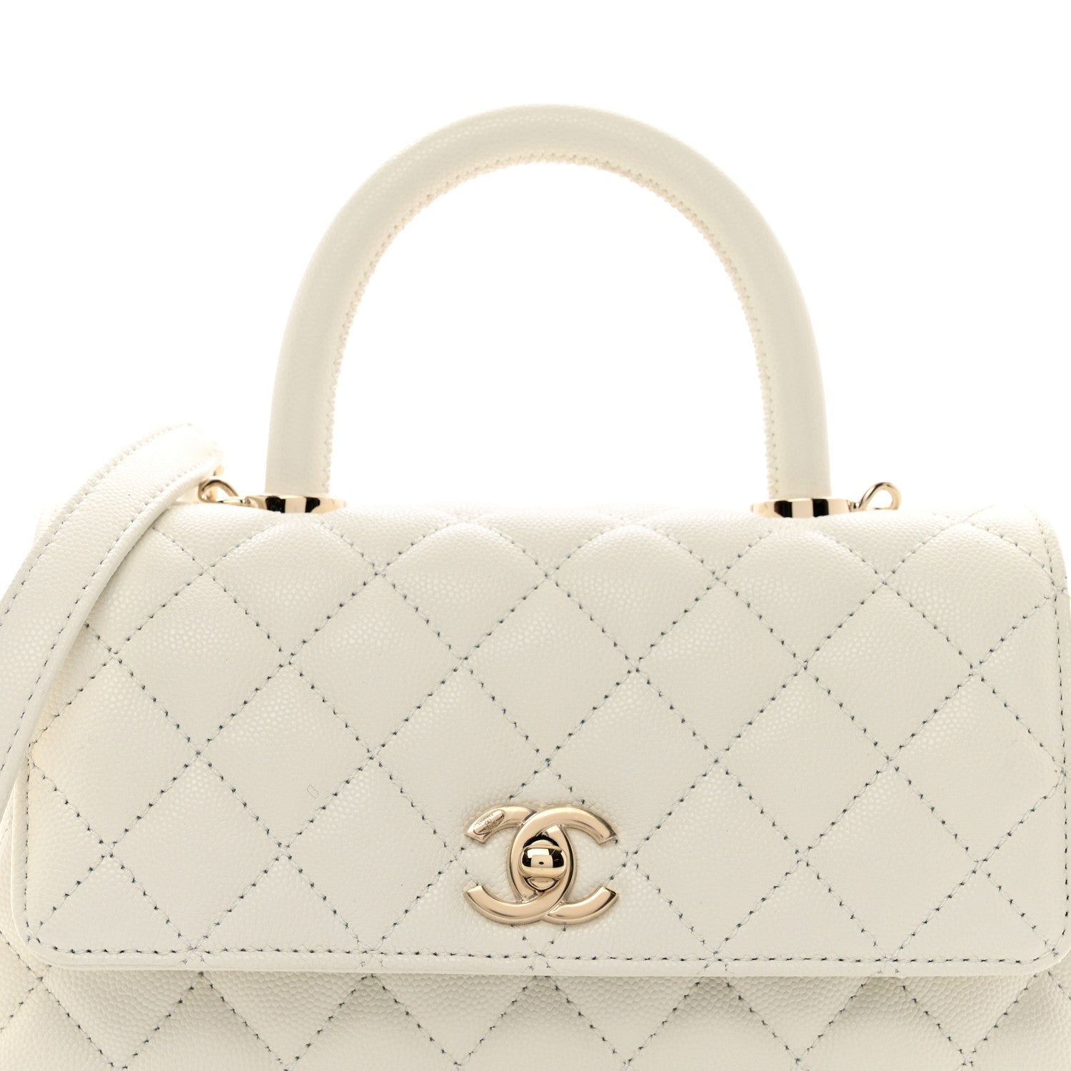 Chanel Caviar Quilted Mini Coco Handle Flap White 5 of 10