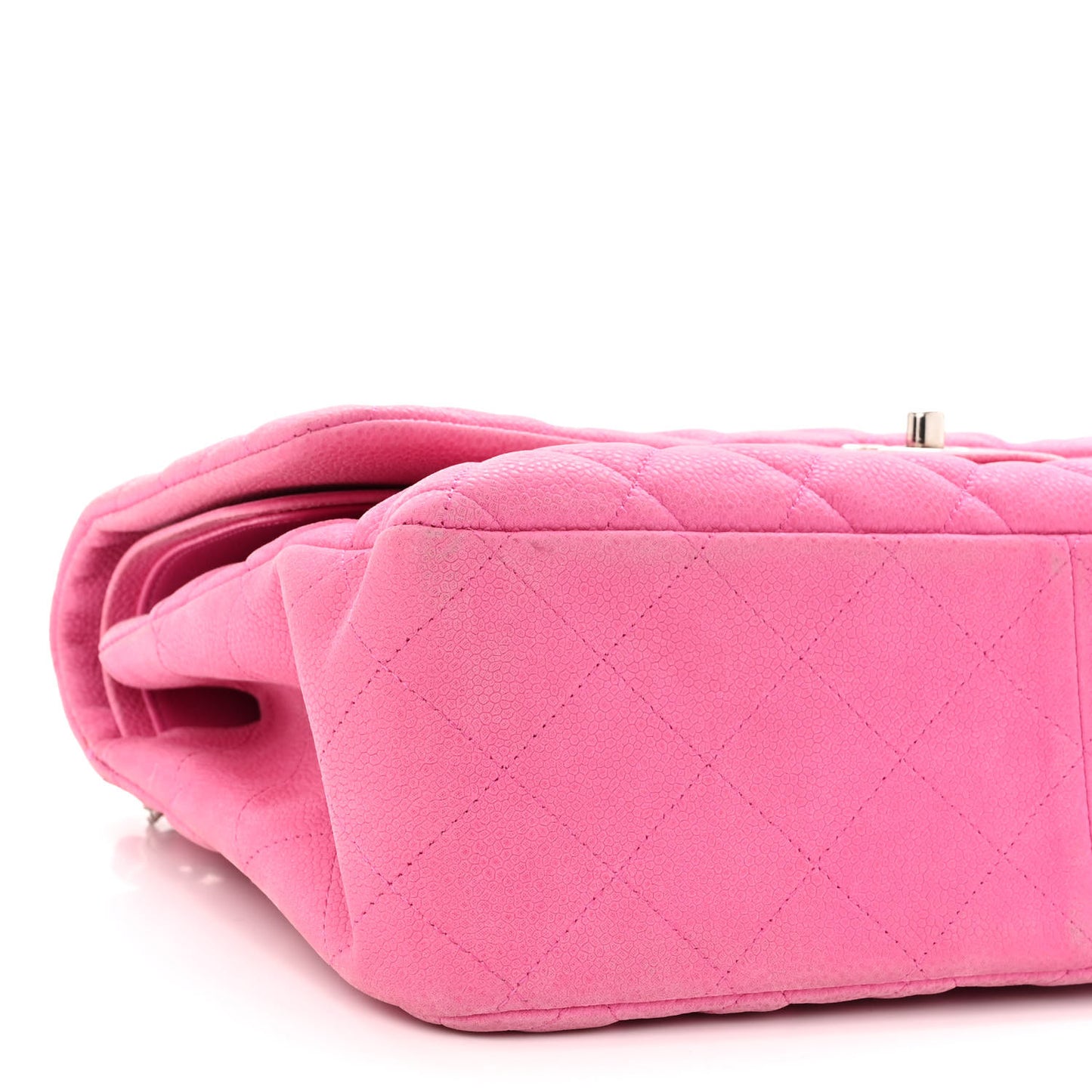 Iridescent Caviar Quilted Jumbo Double Flap Pink