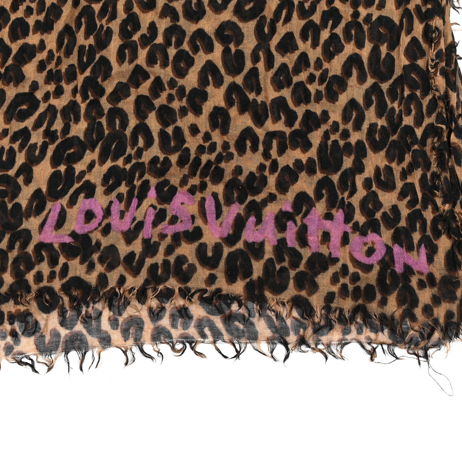 Louis Vuitton Cashmere Silk Leopard Etole Stole Marron 3 of 4