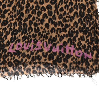 Louis Vuitton Cashmere Silk Leopard Etole Stole Marron 3 of 4
