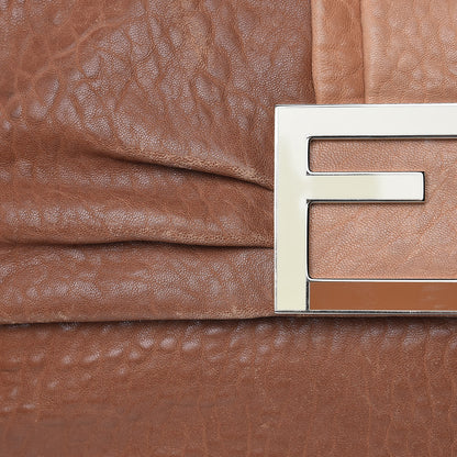 Fendi Crinkled Lambskin Colorblock Large Mia Shoulder Flap Camel Osso Naturale 10 of 17