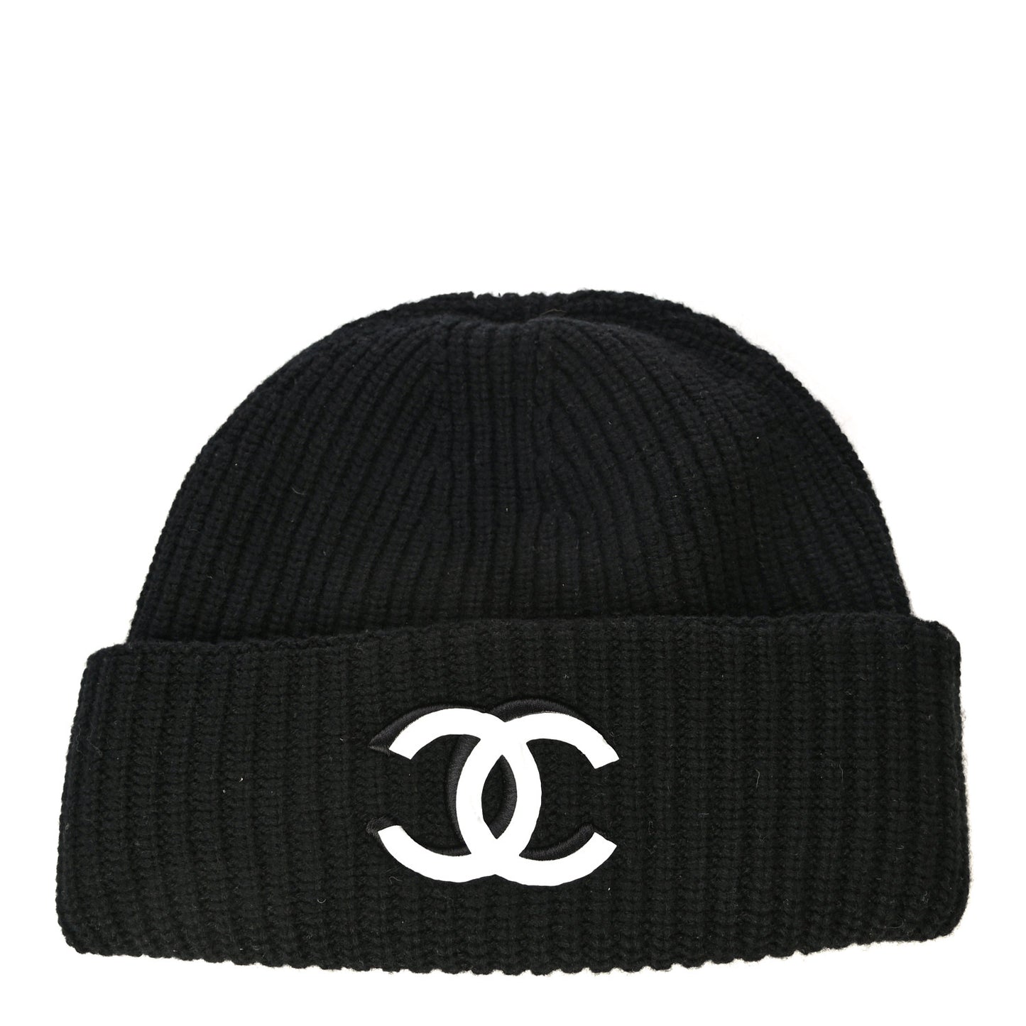 Wool Cashmere CC Beanie Hat Light Black White