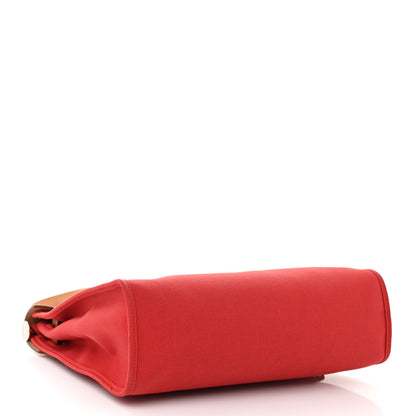 Hermes Vache Hunter Toile Herbag Zip 31 PM Rouge Tomate Natural 5 of 12
