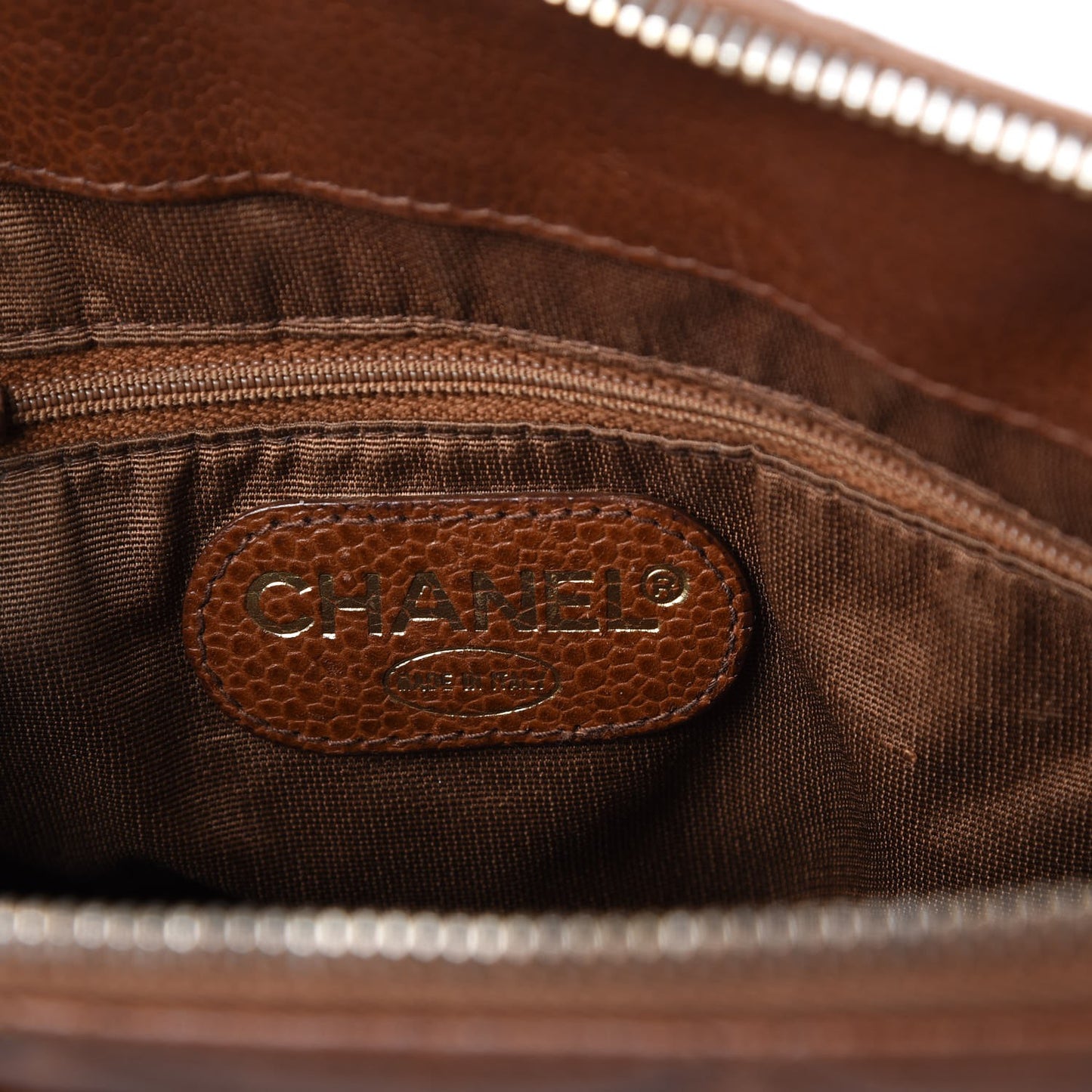 Caviar Quilted Flap Shoulder Bag Light Brown