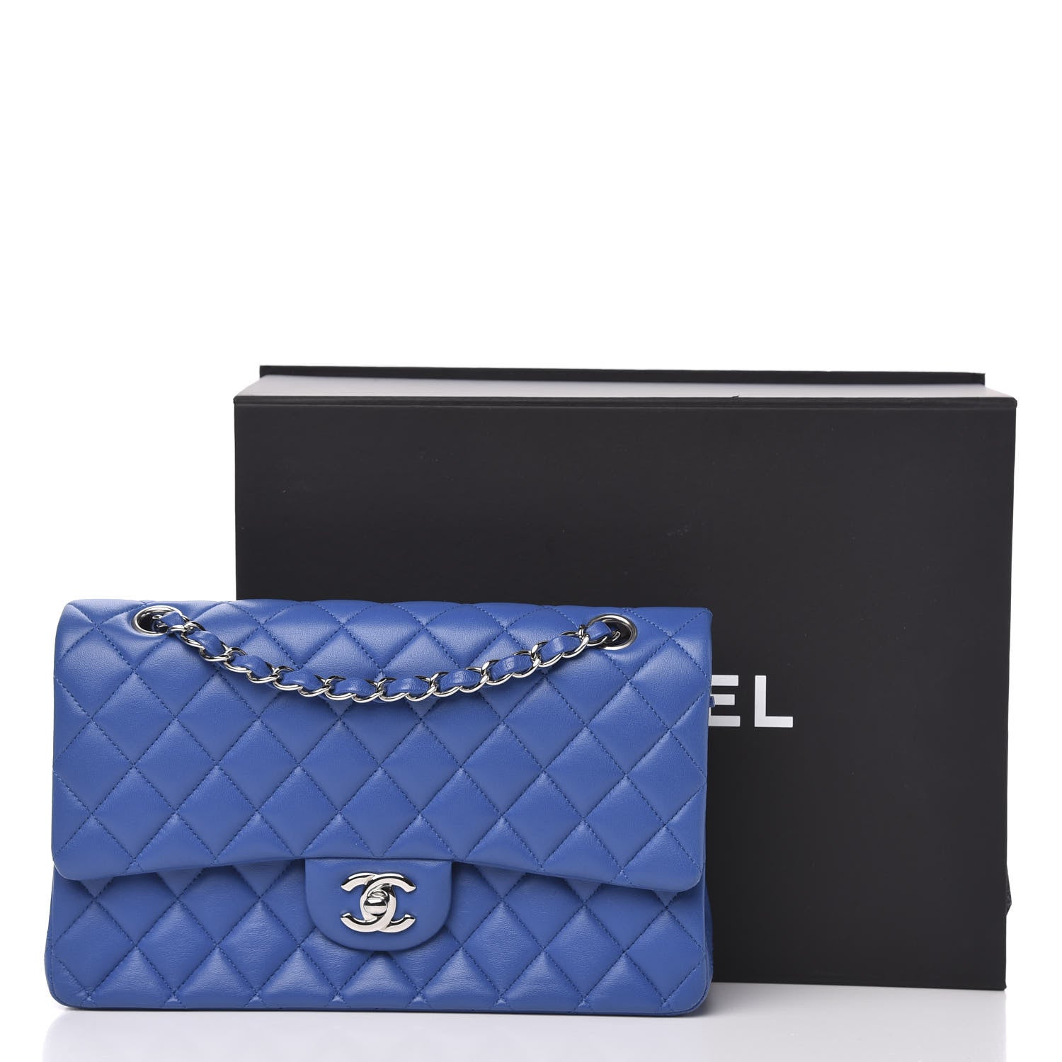 Chanel Lambskin Quilted Medium Double Flap Blue 14 of 14