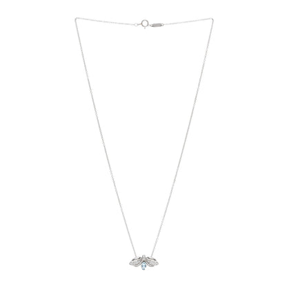 Tiffany Platinum Diamond Aquamarine Paper Flowers Firefly Pendant Necklace 3 of 4