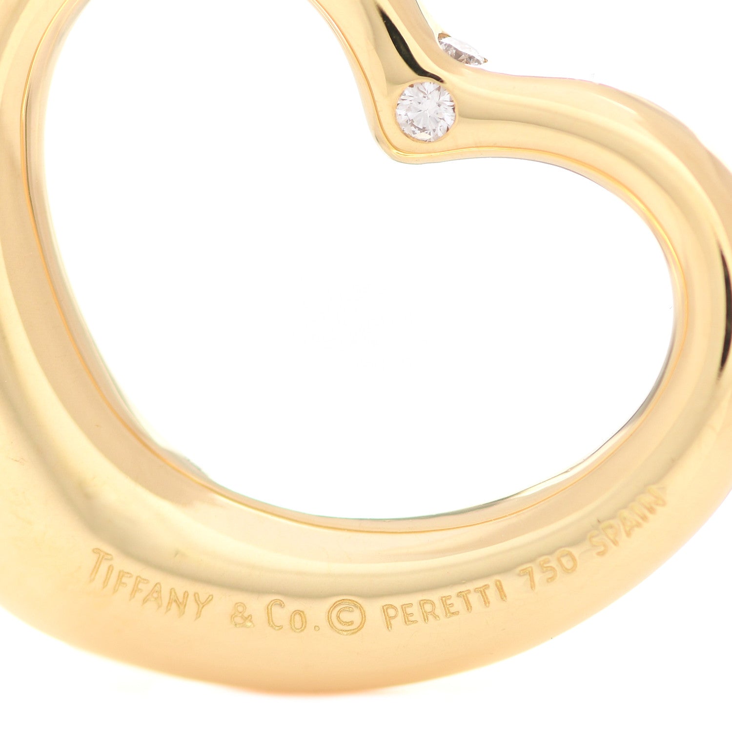 Tiffany 18K Yellow Gold Diamond 27mm Elsa Peretti Open Heart Pendant 3 of 3