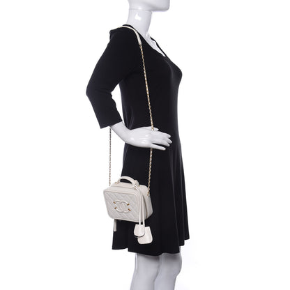 Chanel Caviar Quilted Small CC Filigree Vanity Case White 2 of 10