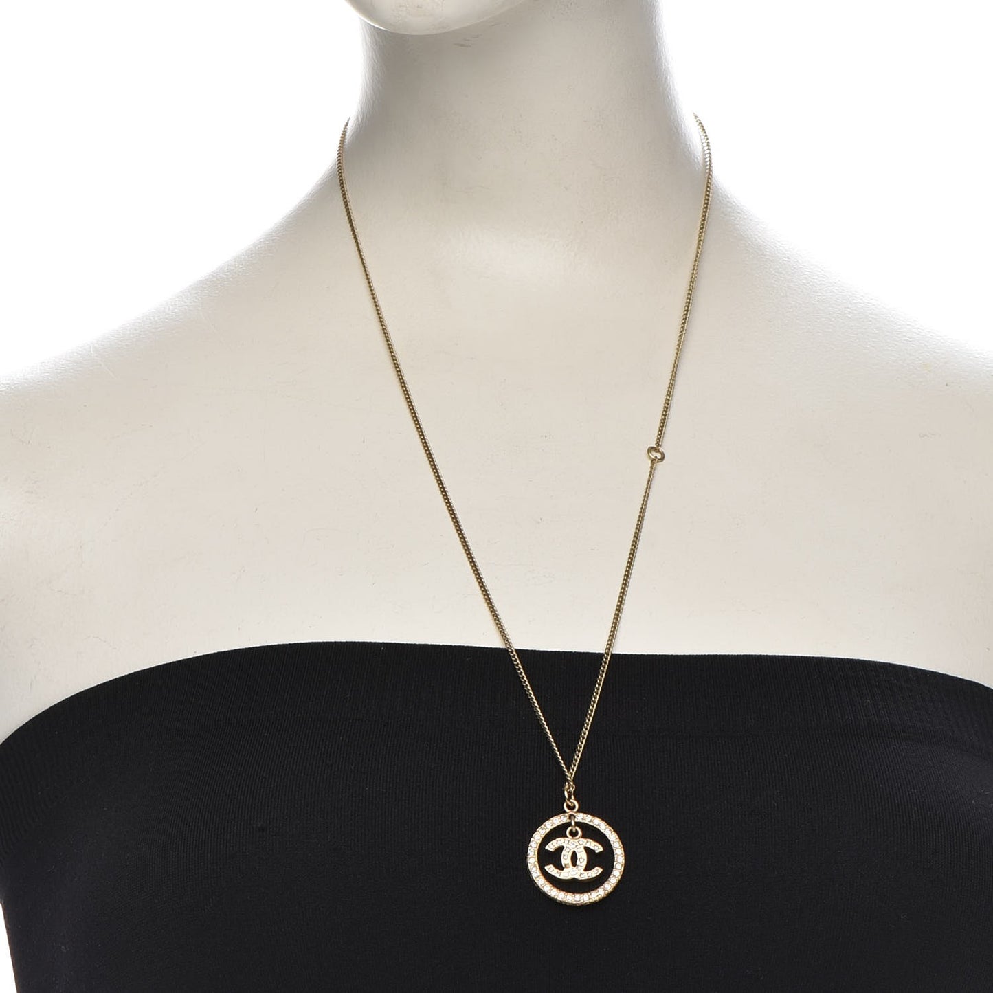 Crystal CC Medallion Pendant Necklace Gold