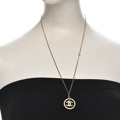 Chanel Crystal CC Medallion Pendant Necklace Gold 2 of 5